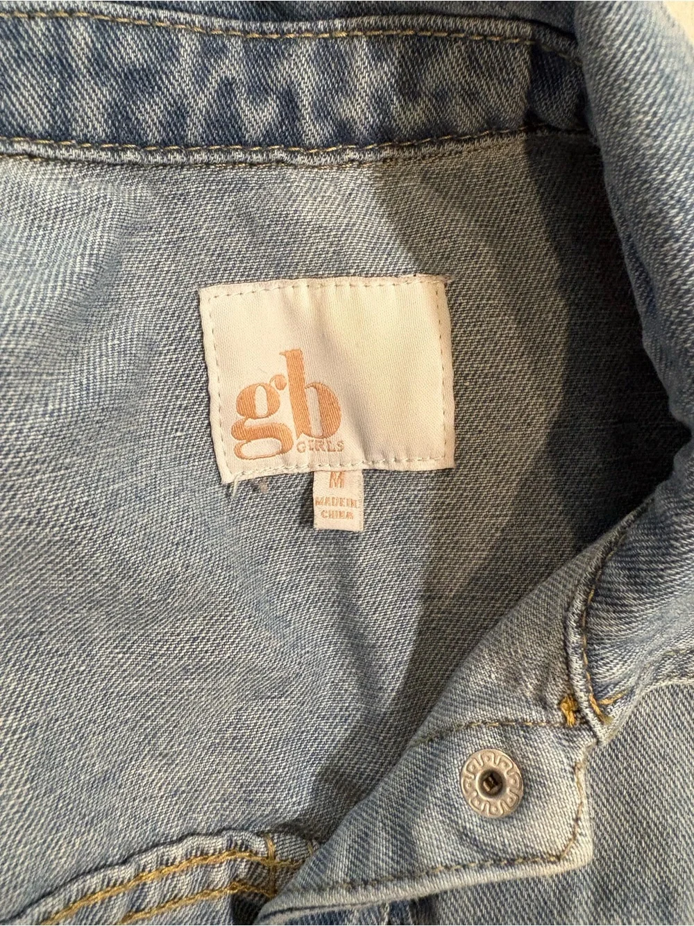GB girls light blue denim jacket with button front